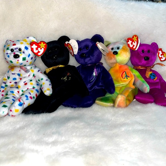 Ty Beanie Baby Lot Of Bears 1999, The End, Millenium, Ty 2K, Peace, Princess - Picture 1 of 11
